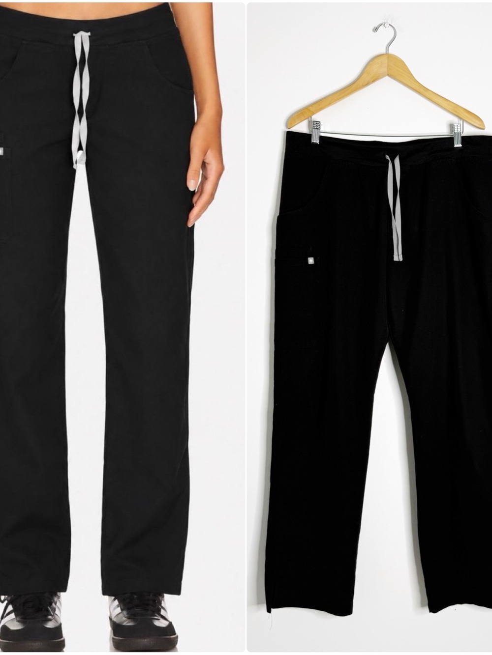 FIGS Kade Scrub Pants Women’s XL Tall Black Straight Leg Drawstring
